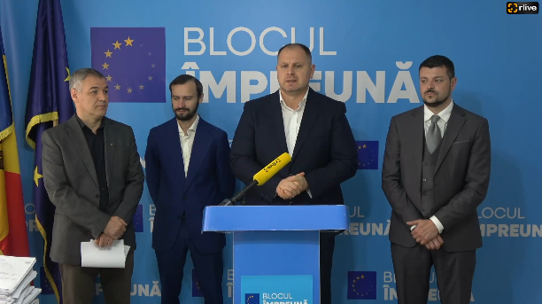 Conferință de presă organizată de Blocul Împreuna privind depunerea semnăturilor pentru candidatul la prezidențiale, Octavian Țîcu